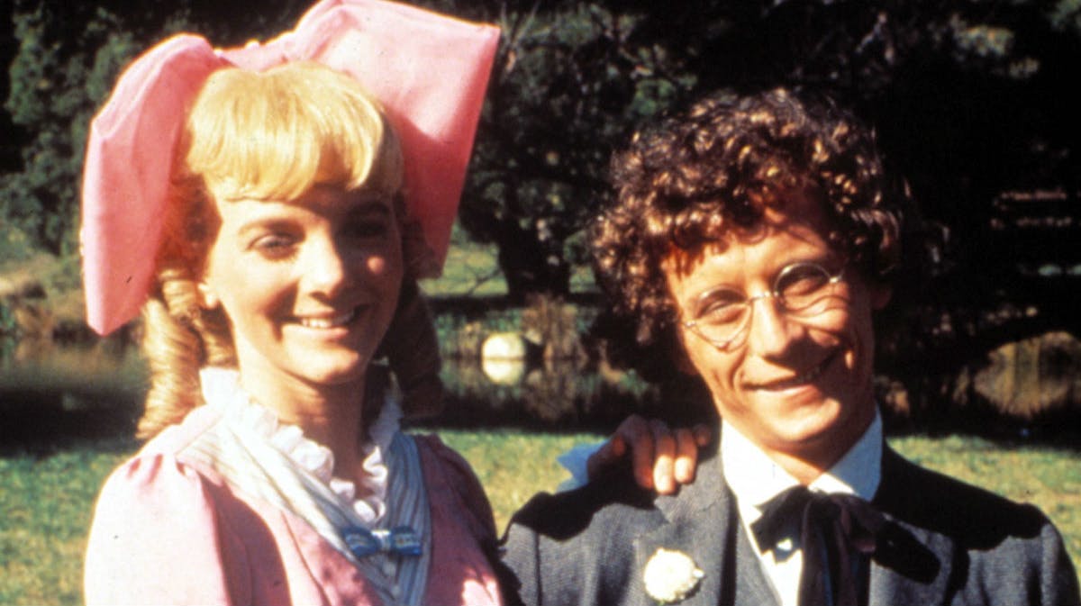 Alison Arngrim og Steve Tracy som Nellie Olesen og Percival Dalton i "Det lille hus på prærien".