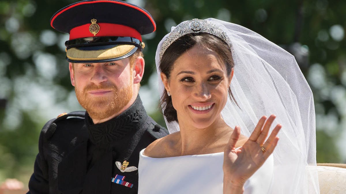 Prins Harry og hertuginde Meghan på bryllupsdagen.