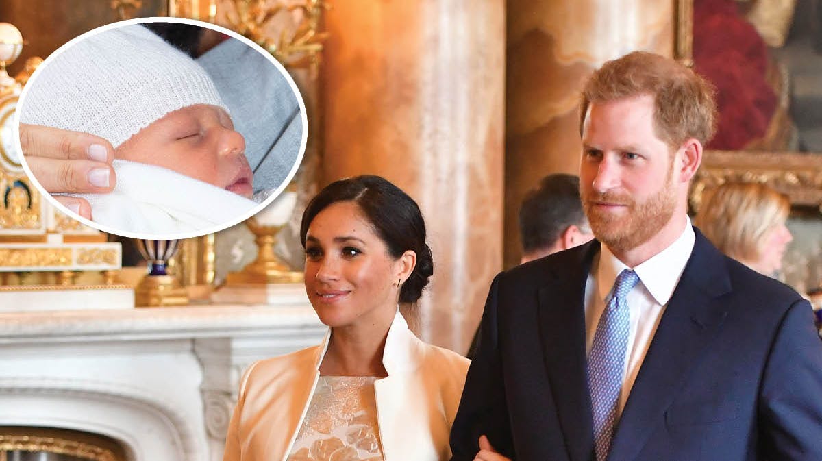 Fotomontage. Prins Harry og hertuginde Meghan. Indsat: Archie Harrison Mountbatten-Windsor.