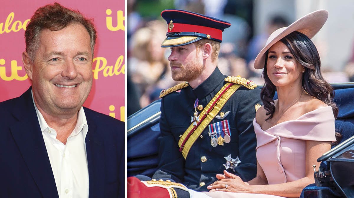 Piers Morgan. Indsat: Prins Harry og hertuginde Meghan.