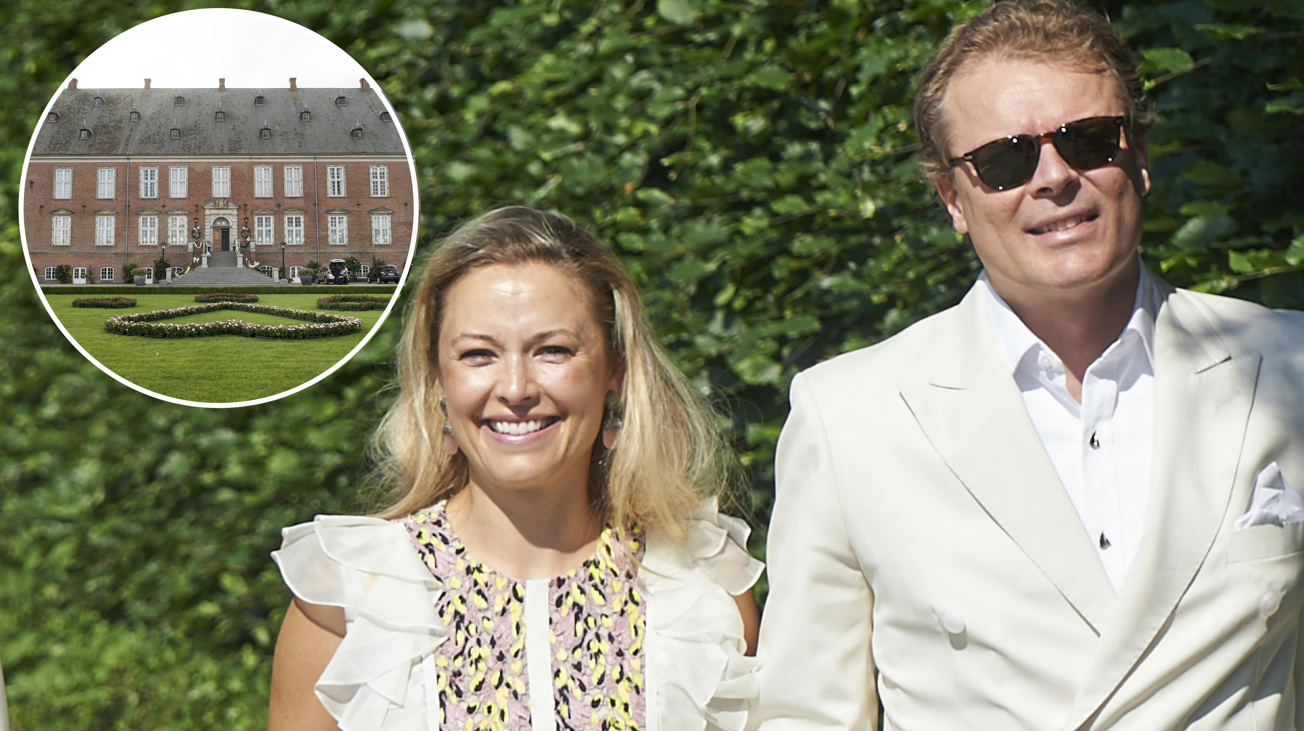 Foto-montage med Valdemars Slot og Louise Iuel Albinus med sin mand Nikolaj ved prinsesse Maries fødselsdagsfejring i 2016. 