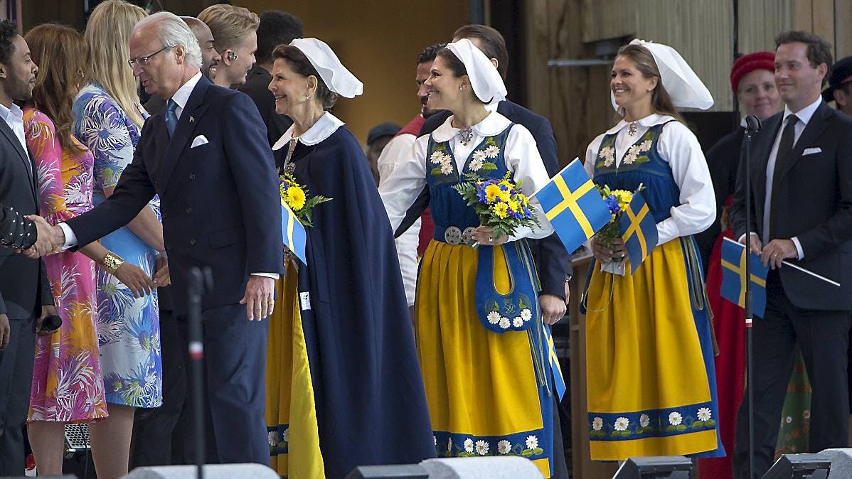 Den svenske kongefamilie til nationaldagen.