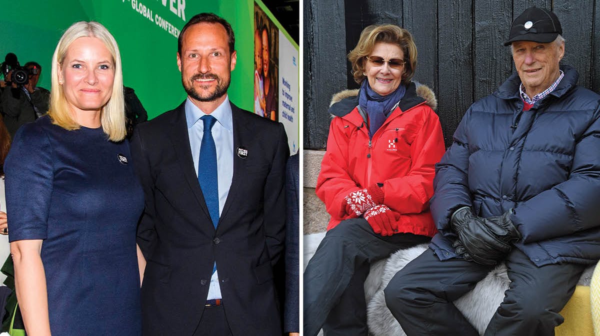 Kronprinsesse Mette-Marit, kronprins Haakon, dronning Sonja, kong Harald.