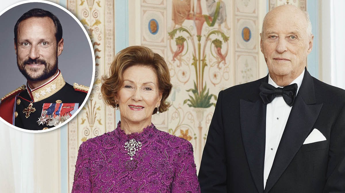 Dronning Sonja og kong Harald. Indsat: Kronprins Haakon.