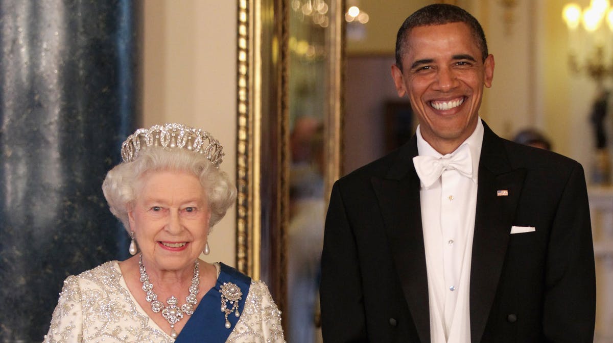 Barack Obama og dronning Elizabeth under det amerikanske statsbesøg i London.&nbsp;