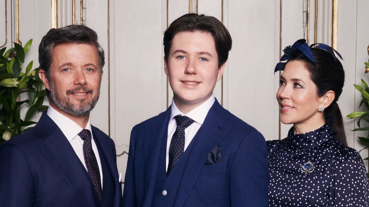 Kronprins Frederik, prins Christian og kronprinsesse Mary ved prinsens konfirmationsdag i maj. 