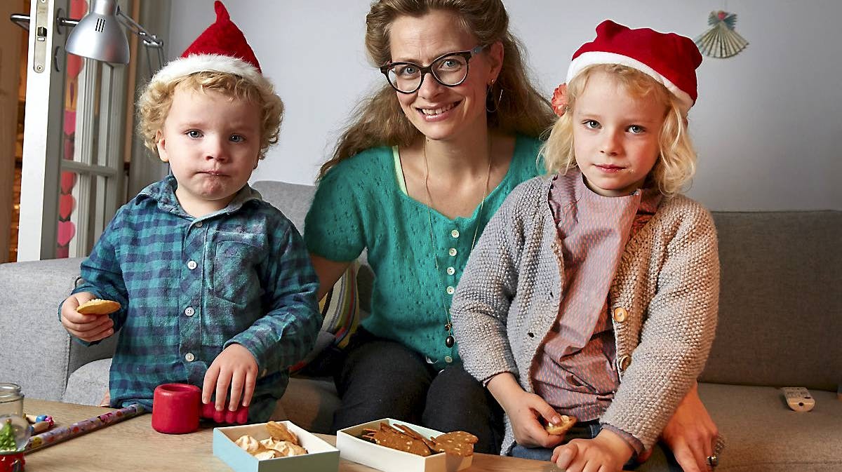 Pernille Morthensen med sine børn, Ludvig og Elvira.