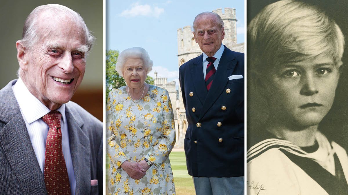 Foto-montage med prins Philip, sammen med dronning Elizabeth og som dreng.