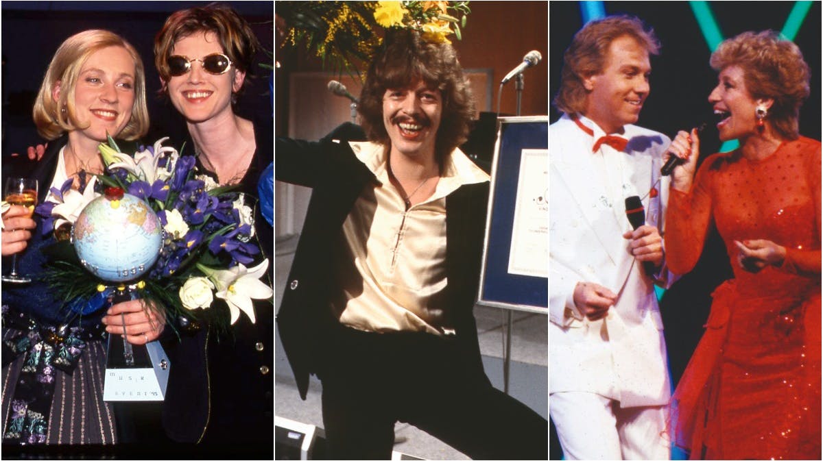 Vindere af Dansk Melodi Grand Prix i 1995, 1979 og 1989.