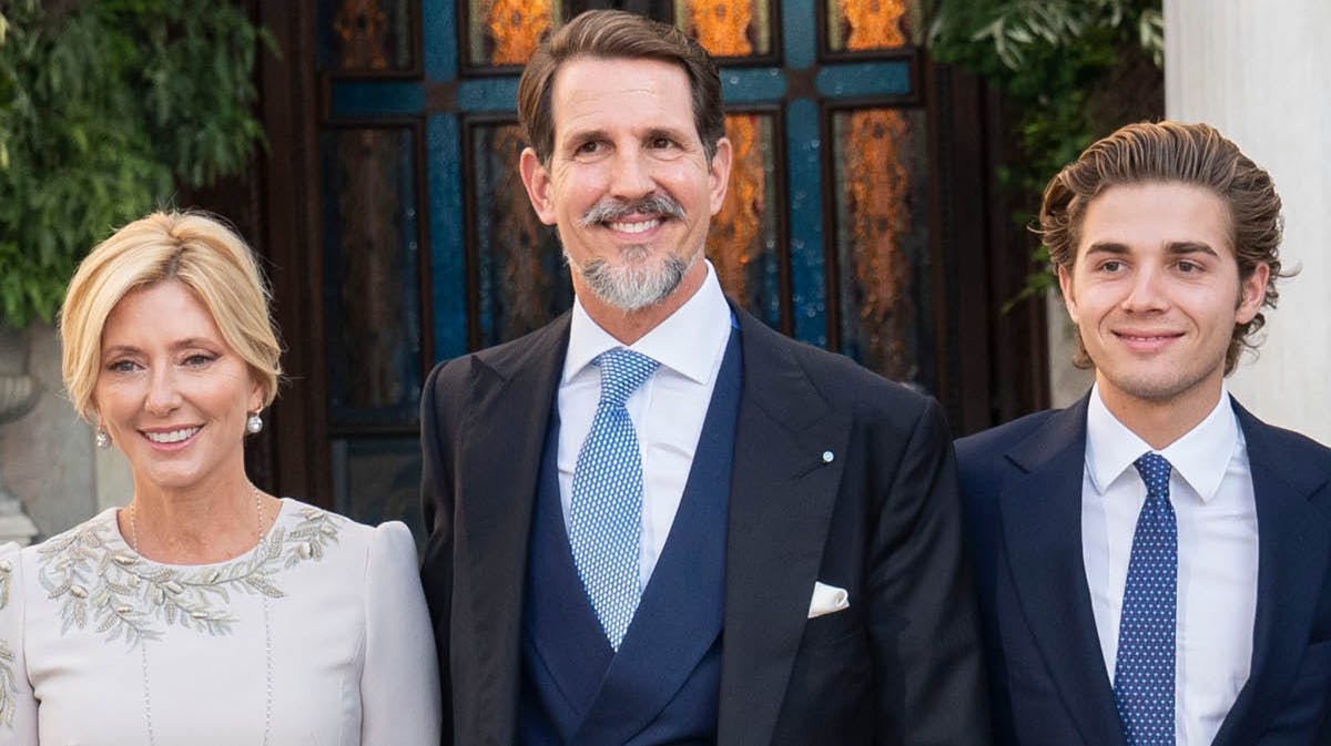 Kronprinsesse Marie-Chantal, kronprins Pavlos og prins Achileas Andreas. 