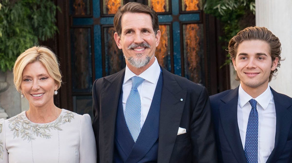 Kronprinsesse Marie-Chantal, kronprins Pavlos og prins Achileas Andreas.&nbsp;