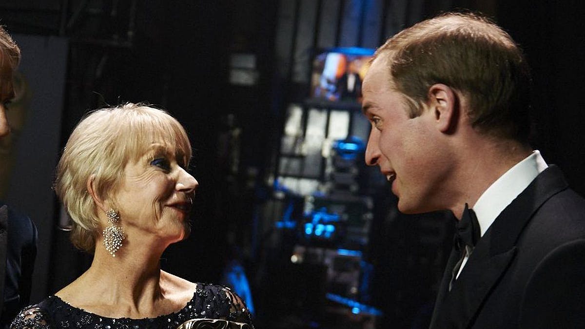 Helen Mirren og prins William til BAFTA-festen.