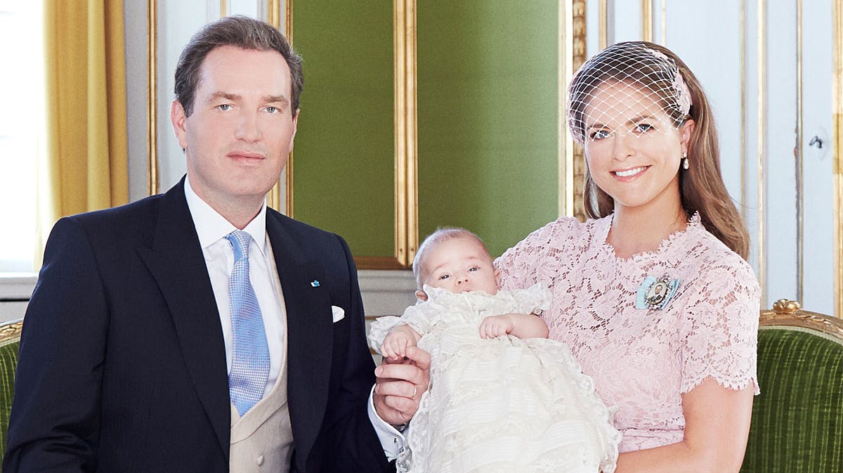 Prinsesse Madeleine og Christopher O'Neill med parrets datter prinsesse Leonore Lilian Maria.