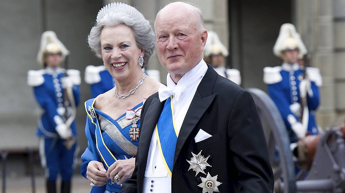 Prinsesse Benedikte og prins Richard fotograferet ved kronprinsesse Victoria og Daniel Westlings bryllup i Stockholm den 19. juni 2010.