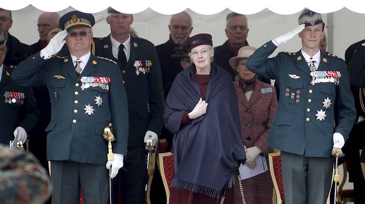 Prins Henrik, dronning Margrethe og prins Joachim deltager i mindehøjtidelighed i anledning af 150-året for stormen på Dybbøl Banke.