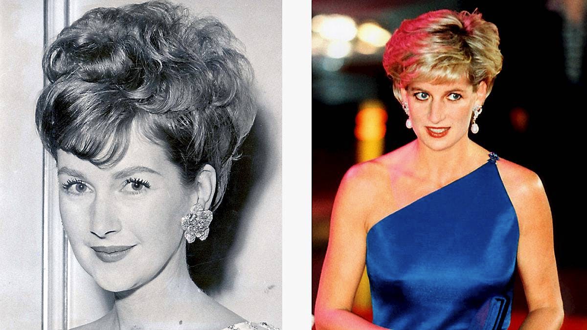 Raine Spencer fotograferet i 1962 og prinsesse Diana fotograferet i 1997.