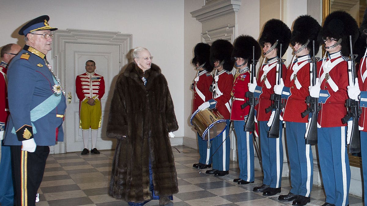 Regentparret ved ankomsten til nytårskur på Christiansborg Slot 7. januar 2014