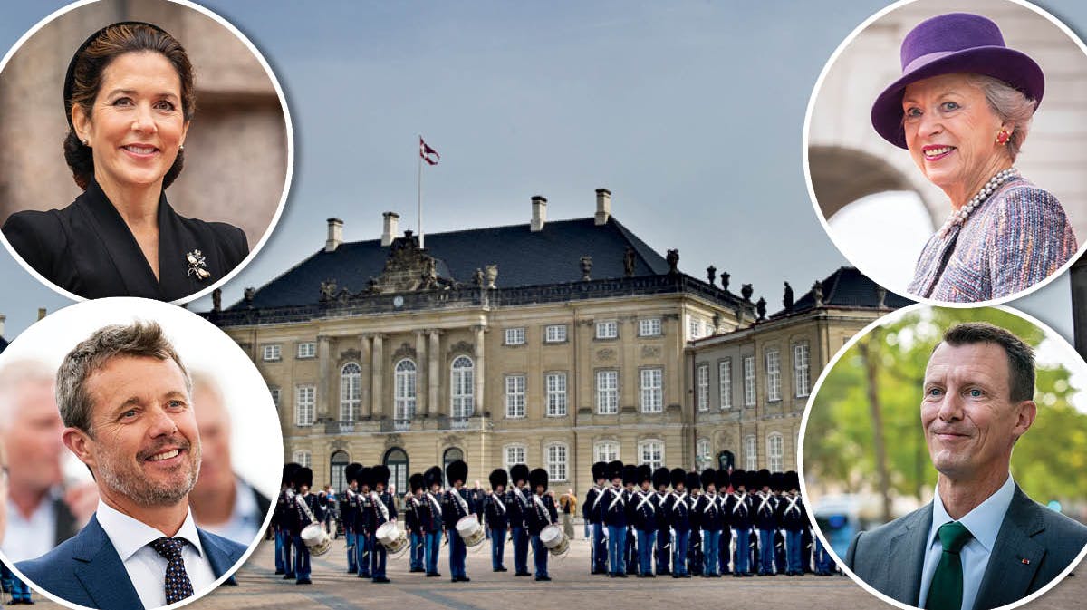 Amalienborg Slotsplads. Indsat: Kronprinsesse Mary, kronprins Frederik, prins Joachim og prinsesse Benedikte.
