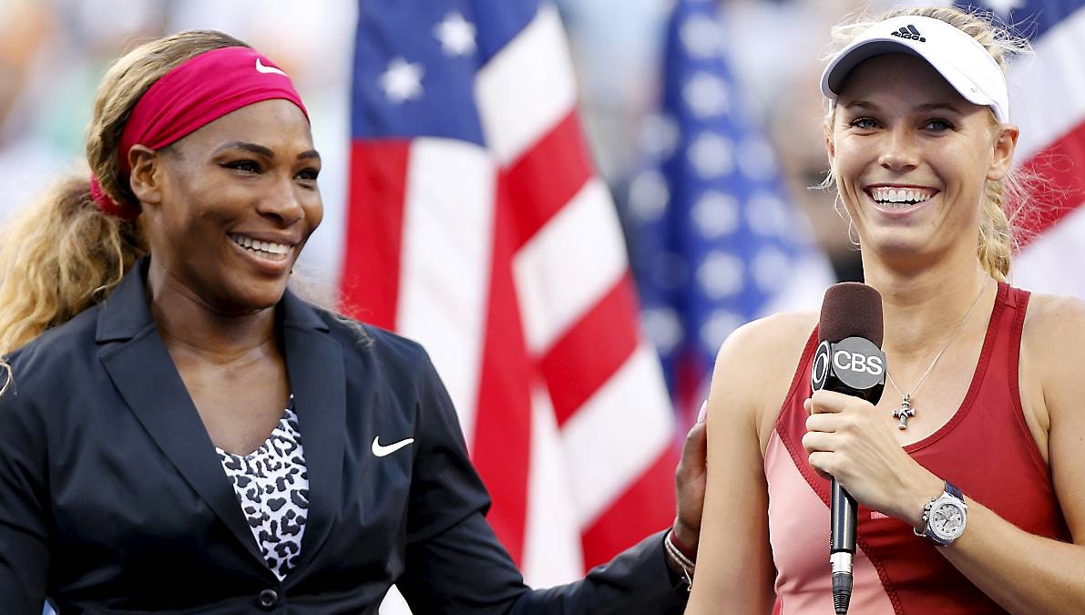 Serena Williams og Caroline Wozniacki.