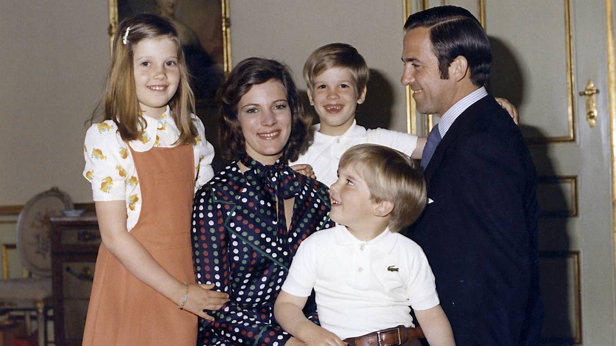 Dronning Anne-Marie, kong Konstantin, prinsesse Alexia, kronprins Pavlos, prins Nikolaos