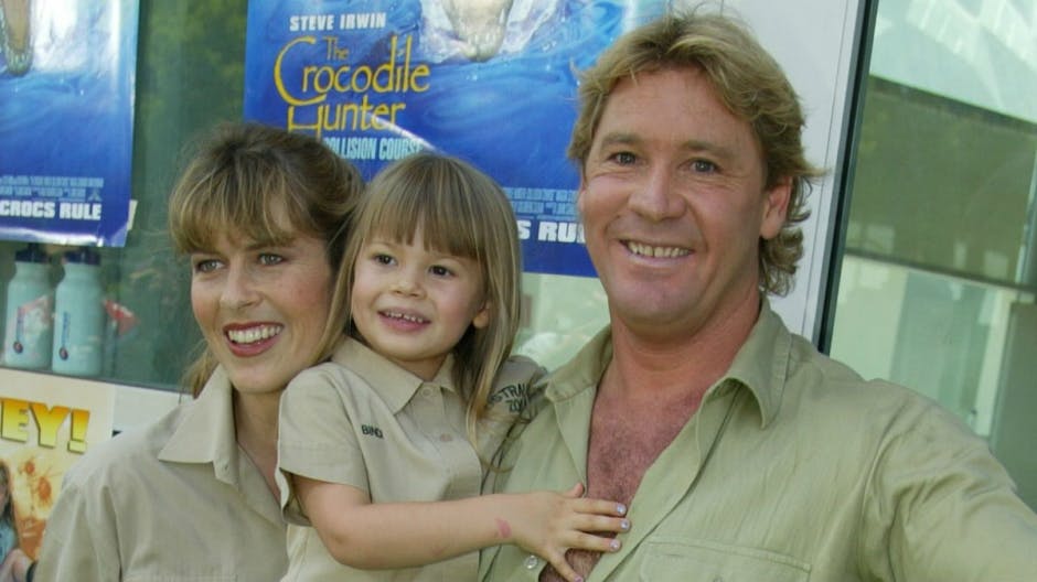 Steve Irwin med hustruen Terri og datteren Bindi i 2002