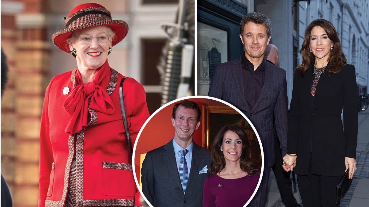 Dronning Margrethe, kronprins Frederik, kronprinsesse Mary, prins Joachim og prinsesse Marie