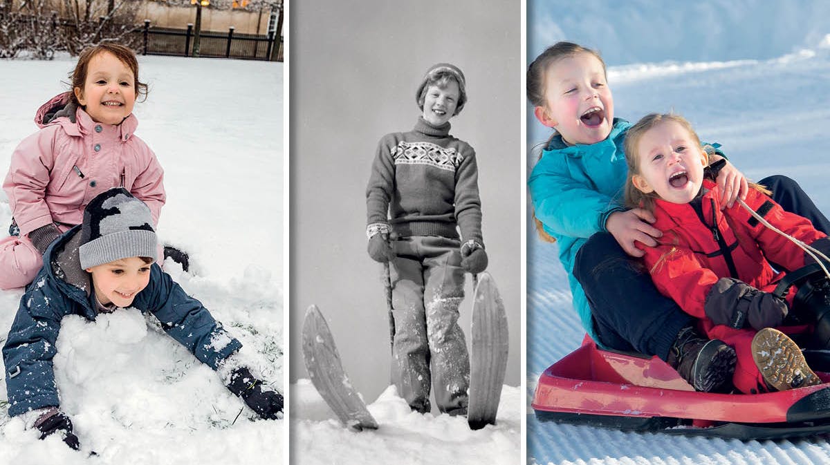 Fotomontage: Prinsesse Athena og prins Henrik, dronning Margrethe, prinsesse Isabella og prinsesse Josephine.