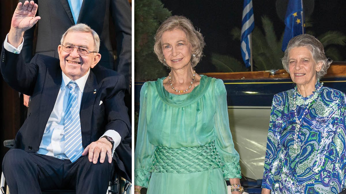 Fotomontage. Kong Konstantin til prins Philippos' bryllup i 2021 samt dronning Sofia og prinsesse Irene til Konstantin og Anne-Maries guldbryllup i 2014. 