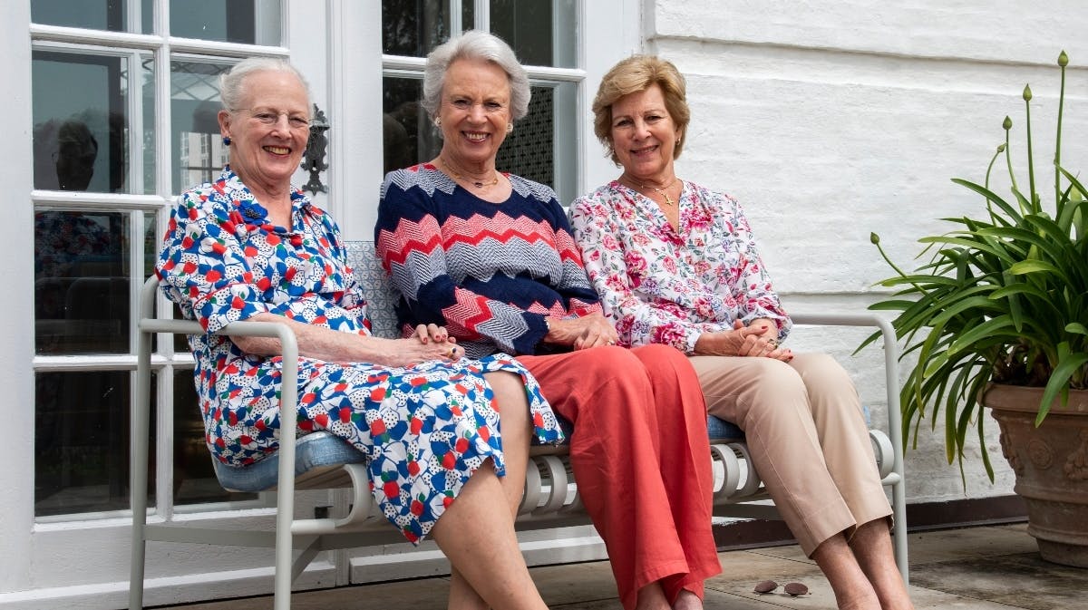 Dronning Margrethe, prinsesse Benedikte og dronning Anne-Marie på Gråsten Slot.