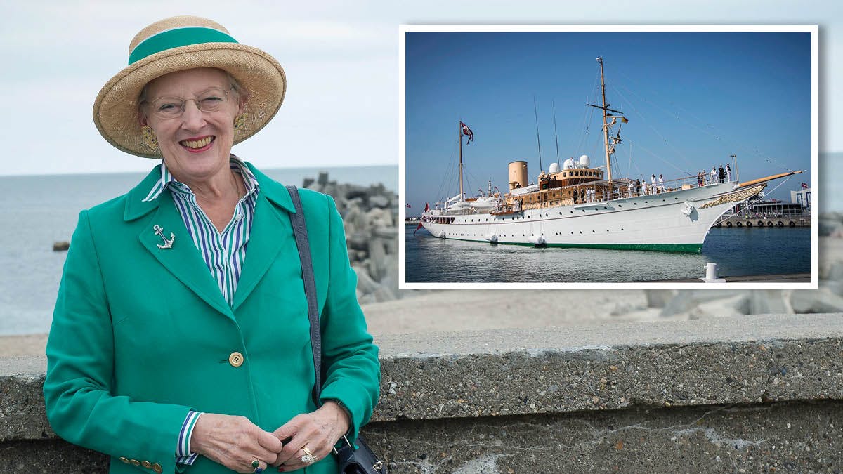 Dronning Margrethe på sommertogt med kongeskibet Dannebrog.