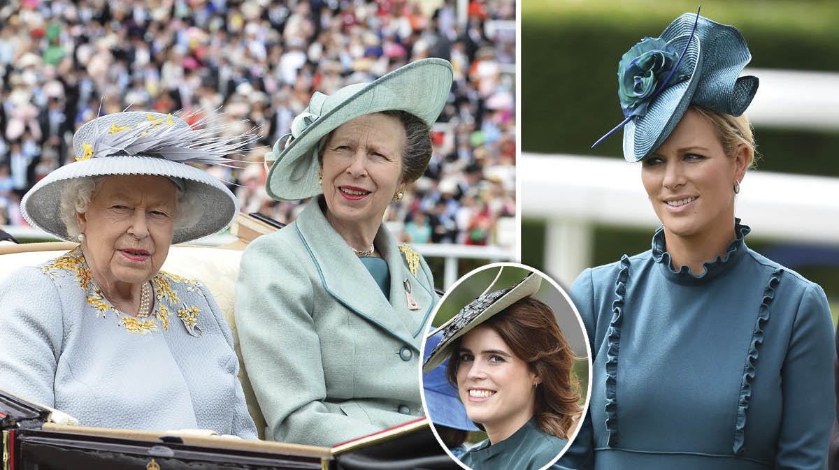 Dronning Elizabeth, prinsesse Anne, prinsesse Eugenie og Zara Tindall.