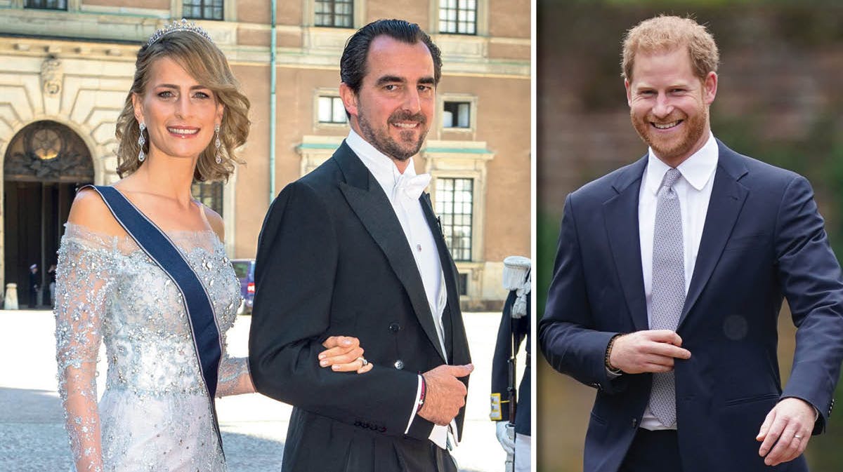 Fotomontage. Prinsesse Tatiana og prins Nikolaos, prins Harry. 