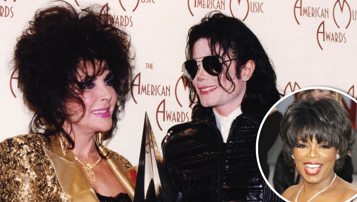 Elizabeth Taylor og Michael Jackson. Indsat: Oprah Winfrey.