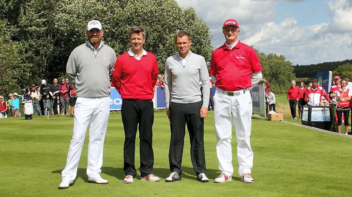 Thomas Bjørn, kronprins Frederik, Tom Kristensen og Lars Larsen.