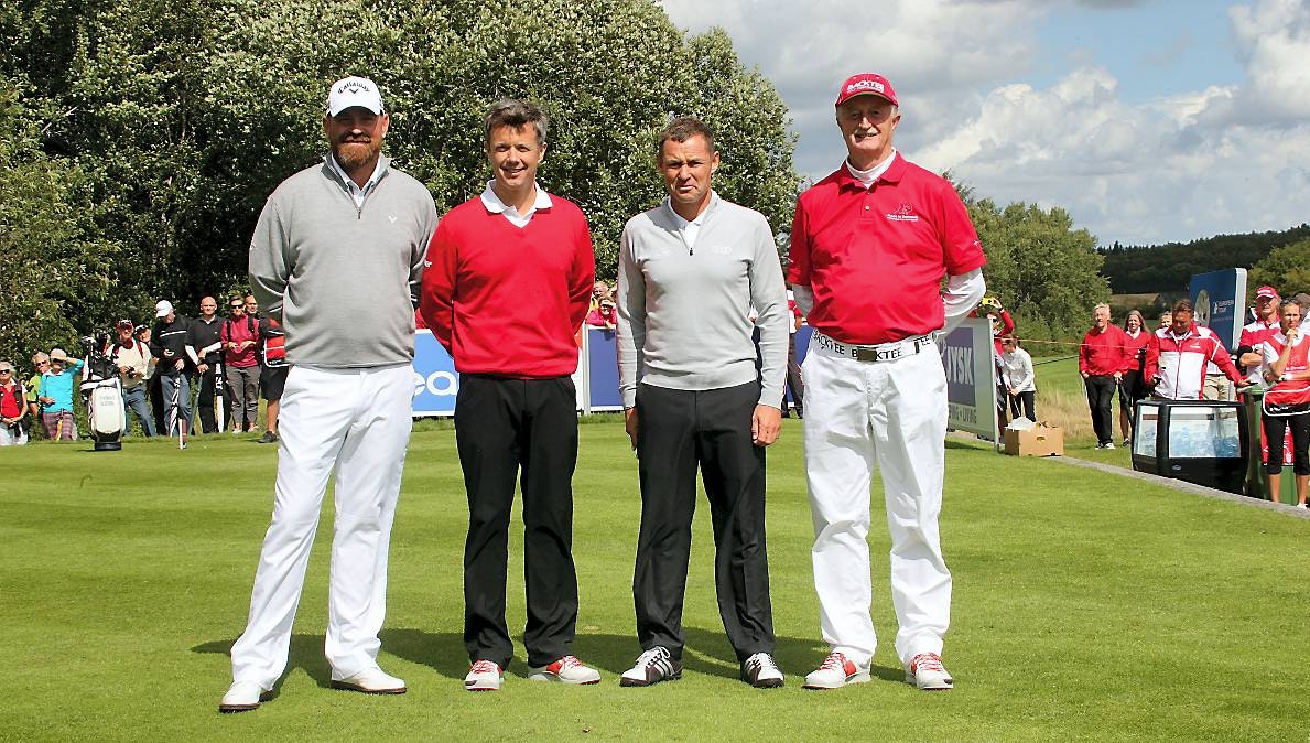 Thomas Bjørn, kronprins Frederik, Tom Kristensen og Lars Larsen.