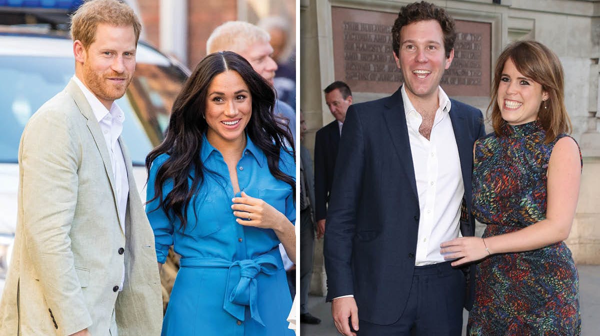 Harry, Meghan, Jack Brooksbank og prinsesse Eugenie. 