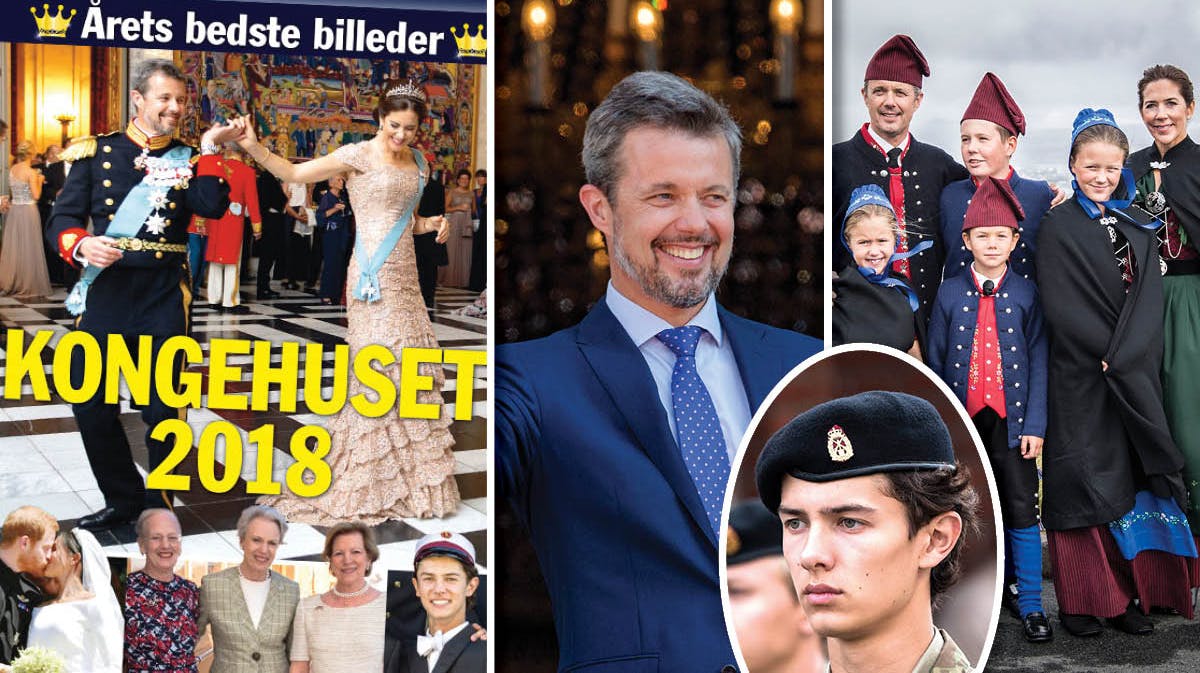 Fotomontage. Forsiden af tillægget "Kongehuset 2018", kronprins Frederik, prins Nikolai og kronprinsfamilien på Færøerne.