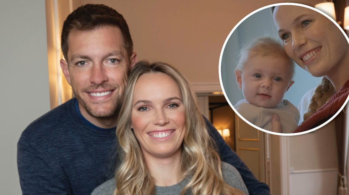 David Lee og Caroline Wozniacki samt Caroline Wozniacki med datteren Olivia