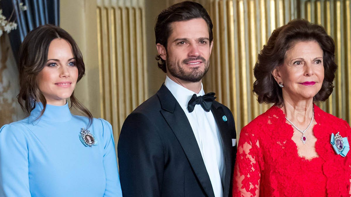 Prinsesse Sofia, prins Carl Philip og dronning Silvia.&nbsp;