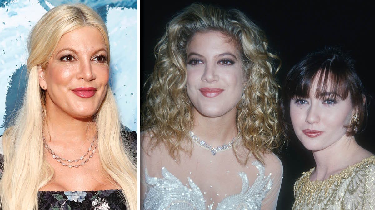 Tori Spelling i 2019. Tori Spelling og Shannen Doherty i 1990.