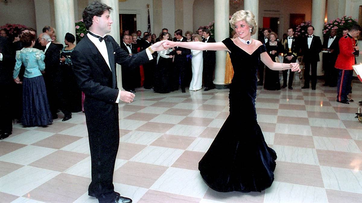 John Travolta og prinsesse Diana i 1985.