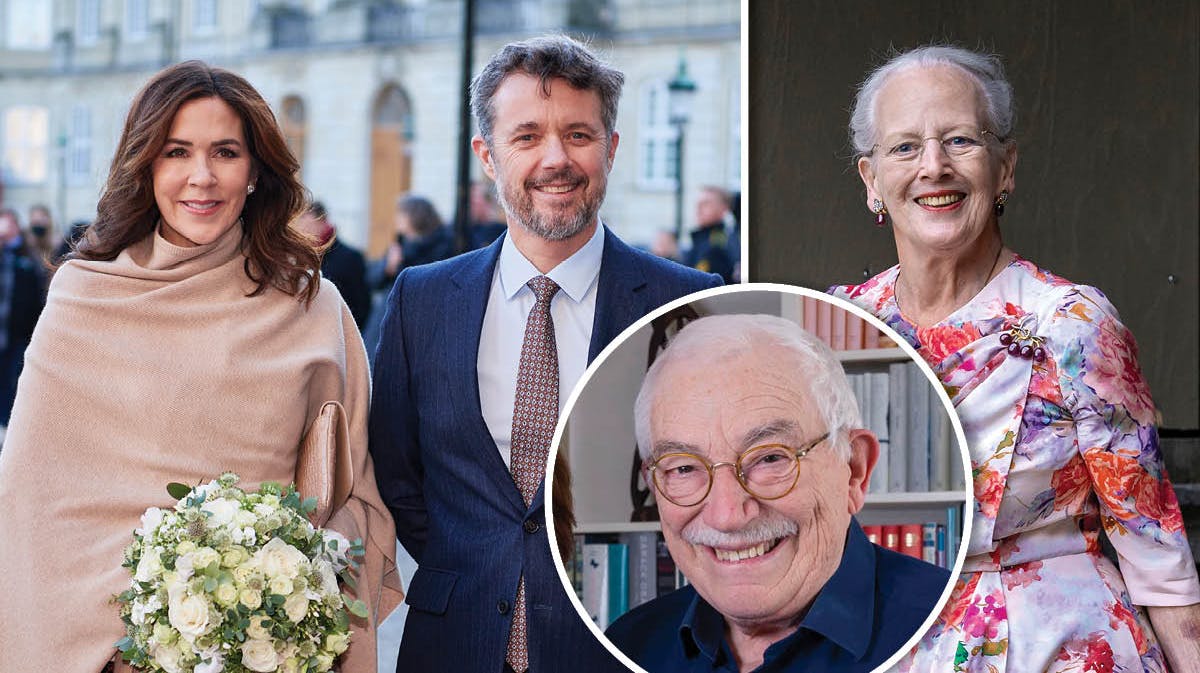Fotomontage. Kronprinsparret, dronning Margrethe og Uffe Ellemann-Jensen. 