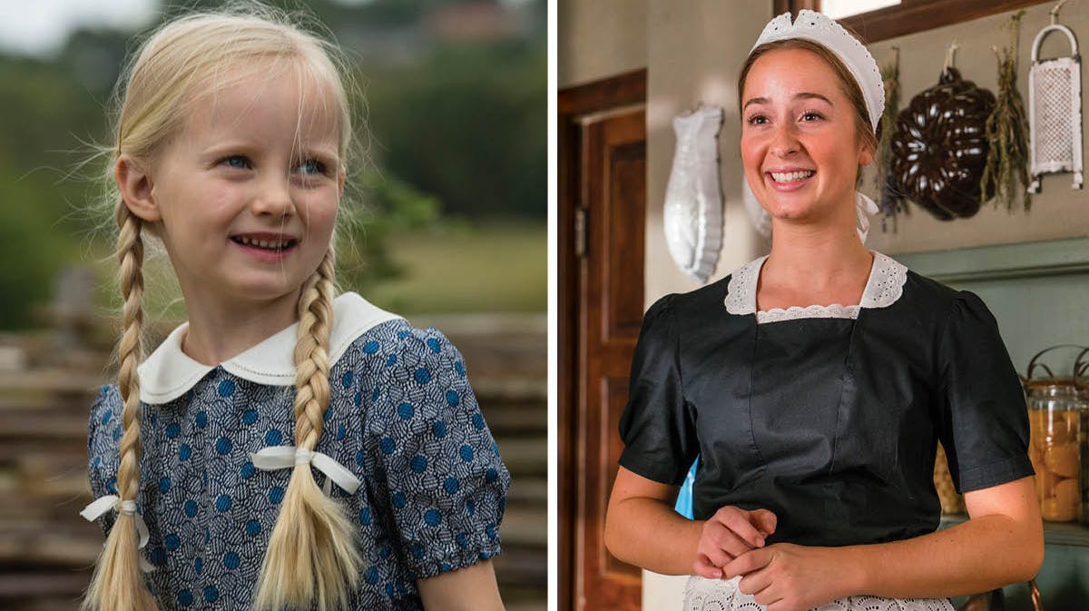 Anna Sophia Dalsgaard spiller syvårige Emma, der er datter af stuepigen Ane, der spilles af Mia Højgaard