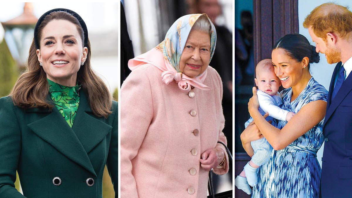 Hertuginde Catherine, dronning Elizabeth samt Harry og Meghan med Archie.