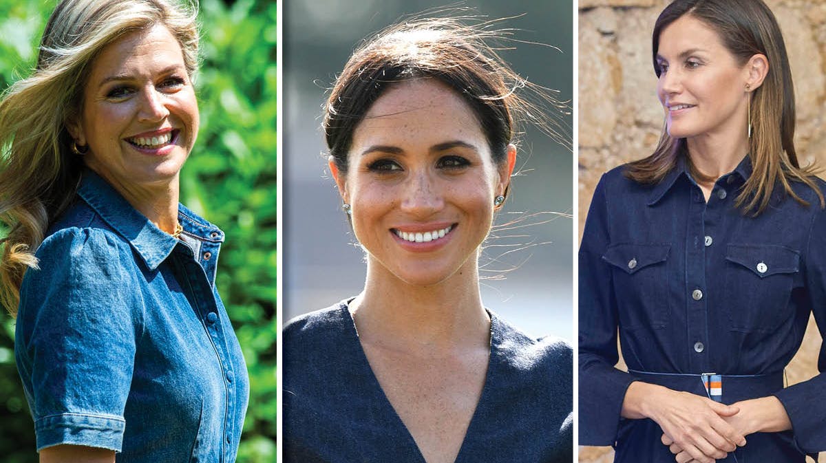 Dronning Maxima, hertuginde Meghan og dronning Letizia.
