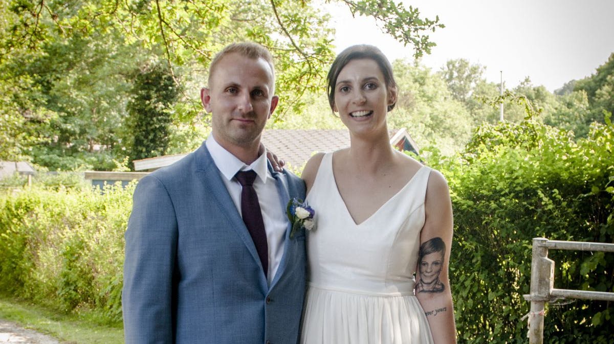 Stefan og Vanessa på deres bryllupsdag. 
