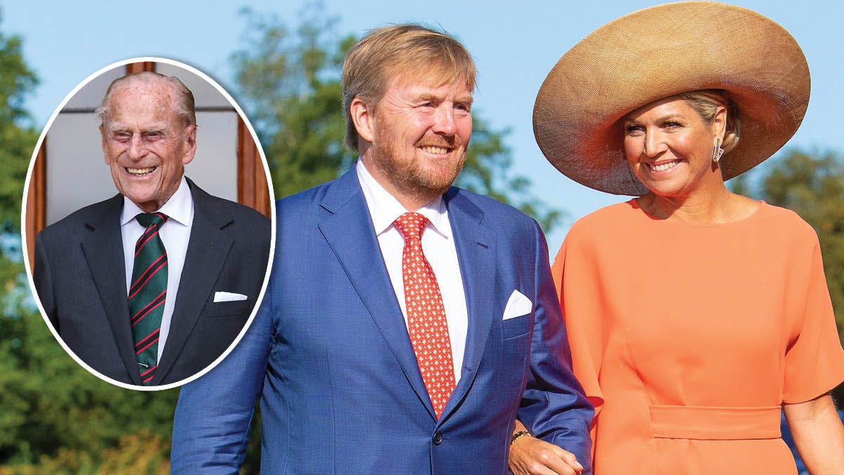 Kong Willem-Alexander og dronning Maxima. Indsat: Prins Philip.