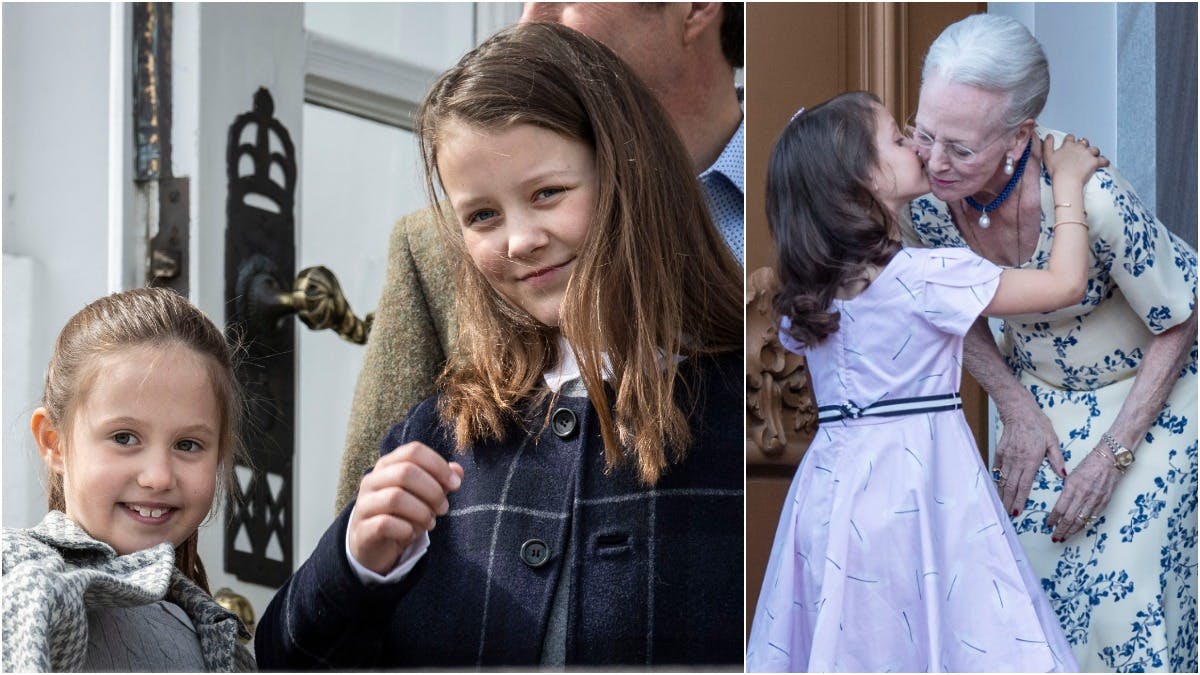 Sammensat billede af prinsesse Josphine, prinsesse Isabella, prinsesse Athena og dronning Margrethe.