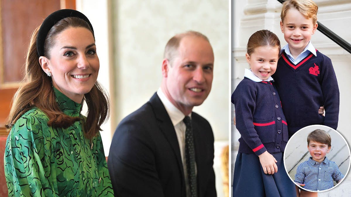 Prins William, hertuginde Catherine og børnene prins George, prinsesse Charlotte og prins Louis. 