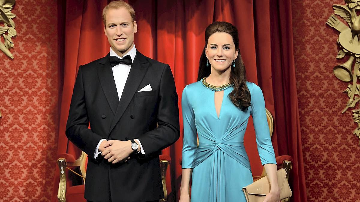 Prins William og hertuginde Catherine på Madame Tussauds.